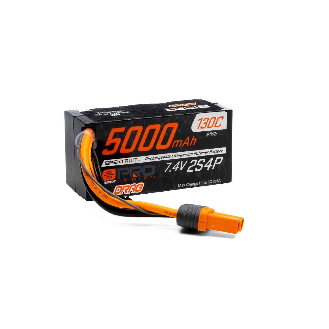 Spektrum 5000mAh 2S4P 7.4V Smart Pro Drag LiPo 130C IC5
