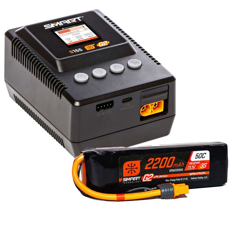 Spektrum 3S Air Bundle: G2 2200mAh 3S LiPo IC3 & S155 Charger