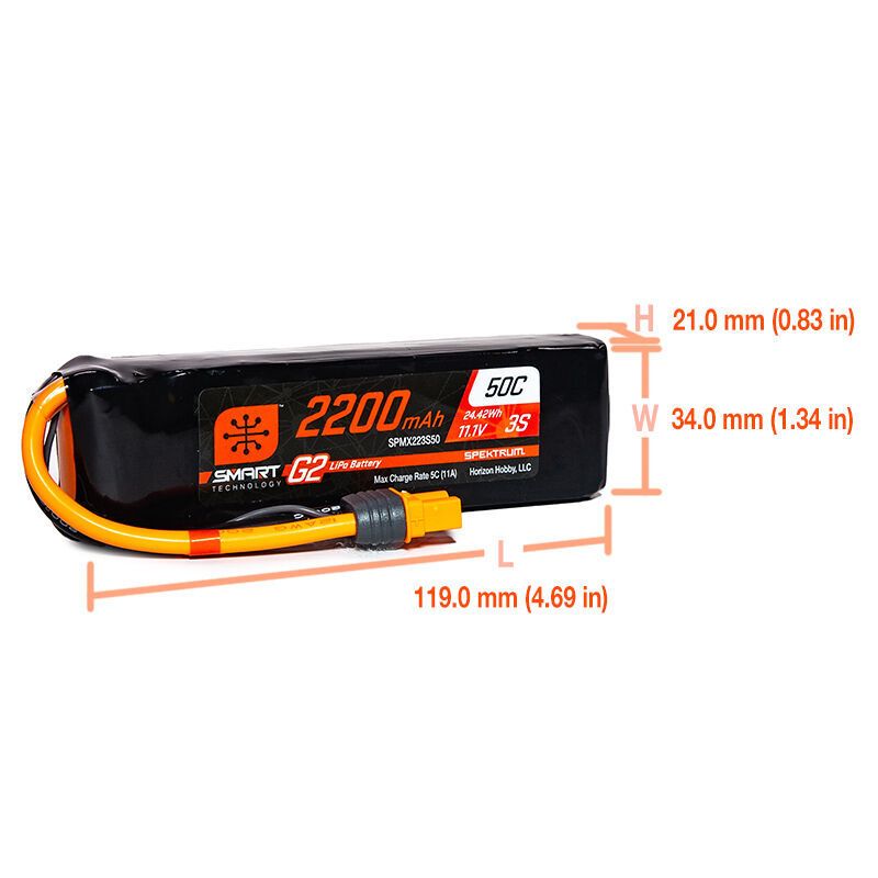 Spektrum 3S Air Bundle: G2 2200mAh 3S LiPo IC3 & S155 Charger