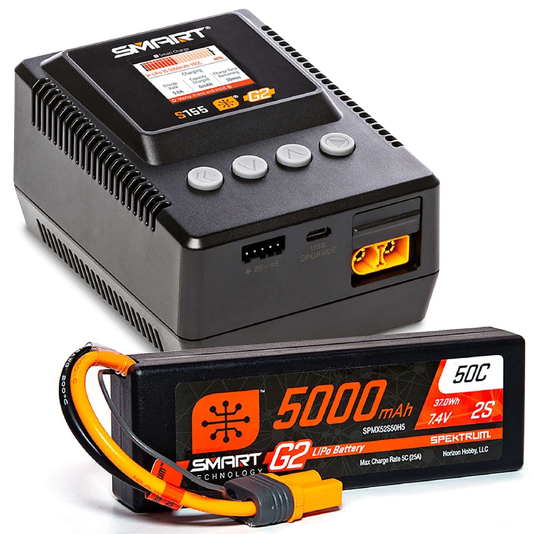 Spektrum Smart Powerstage: 5000mAh 2S LiPo & S155 Charger