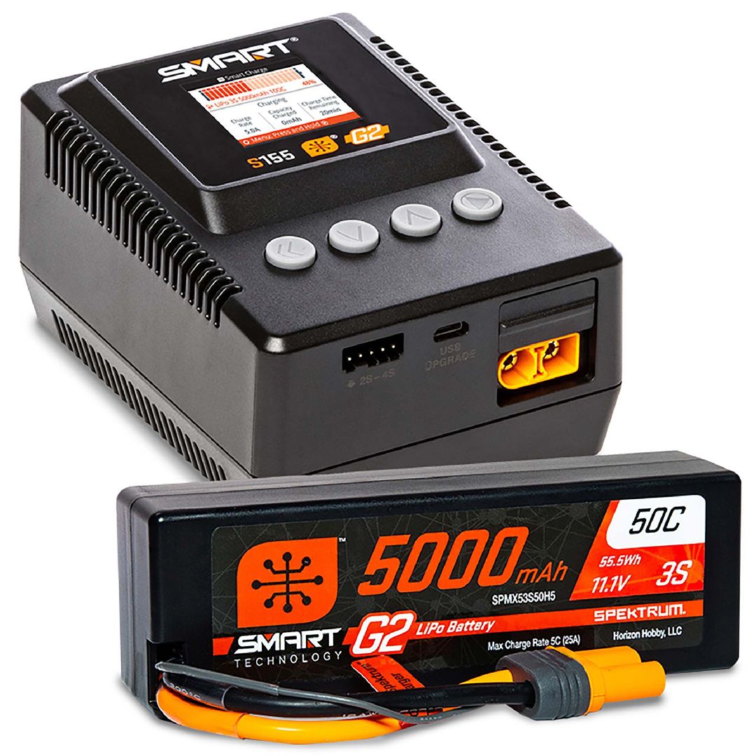 Spektrum Smart Powerstage: 5000mAh 3S G2 LiPo & S155 Charger