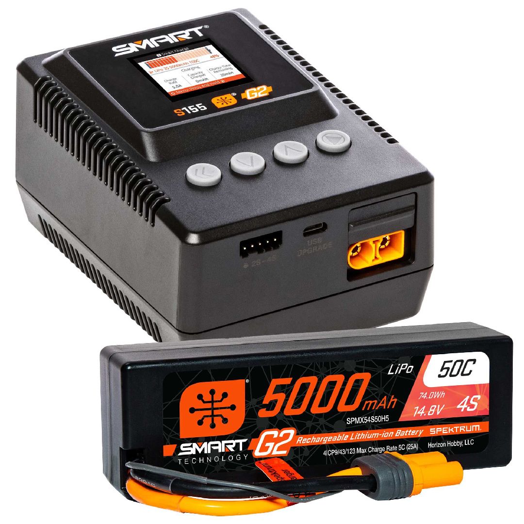 Spektrum Smart Powerstage: 5000mAh 4S G2 LiPo & S155 Charger
