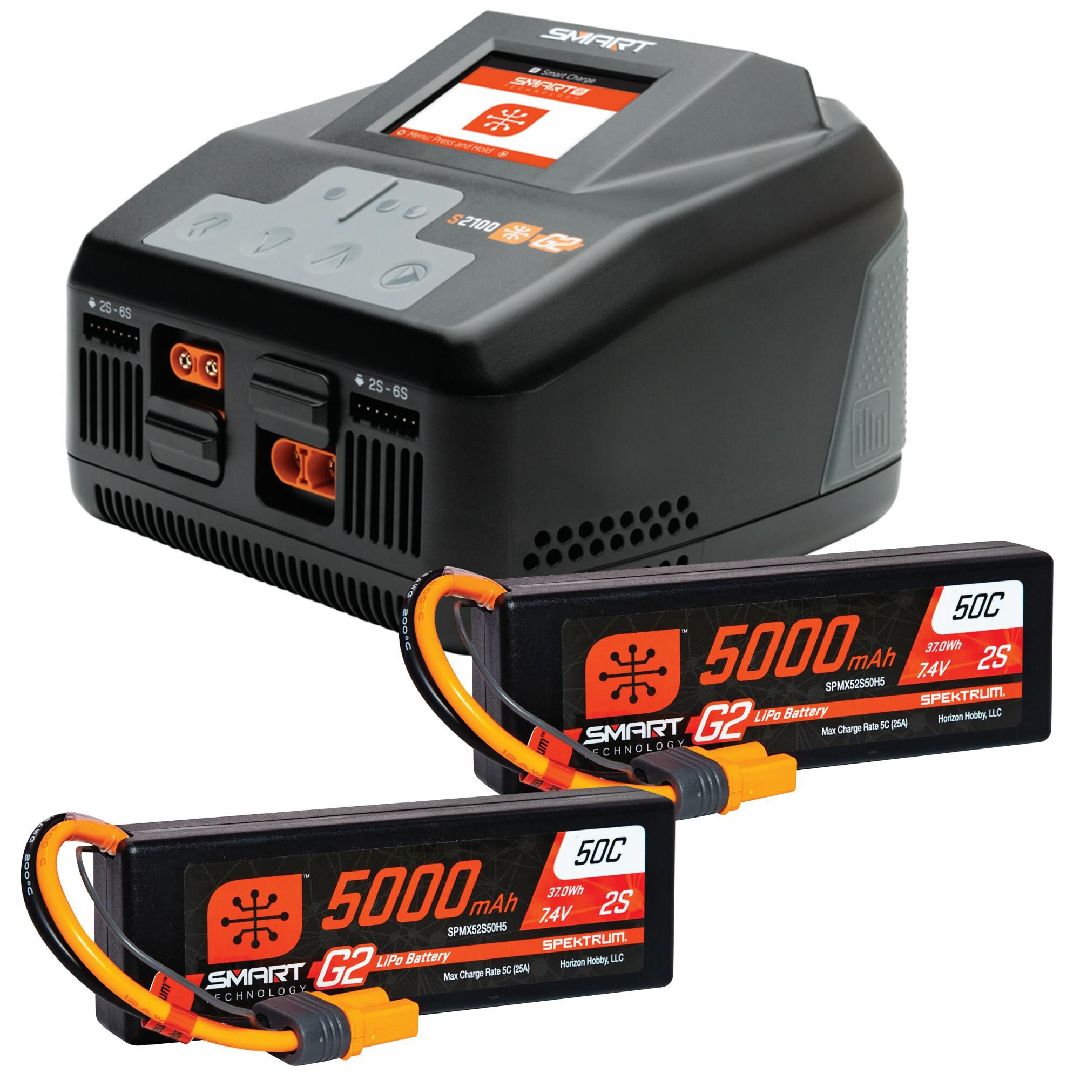 Spektrum Smart 4S Bundle, 5000mAh 2S LiPo & S2100 Charger