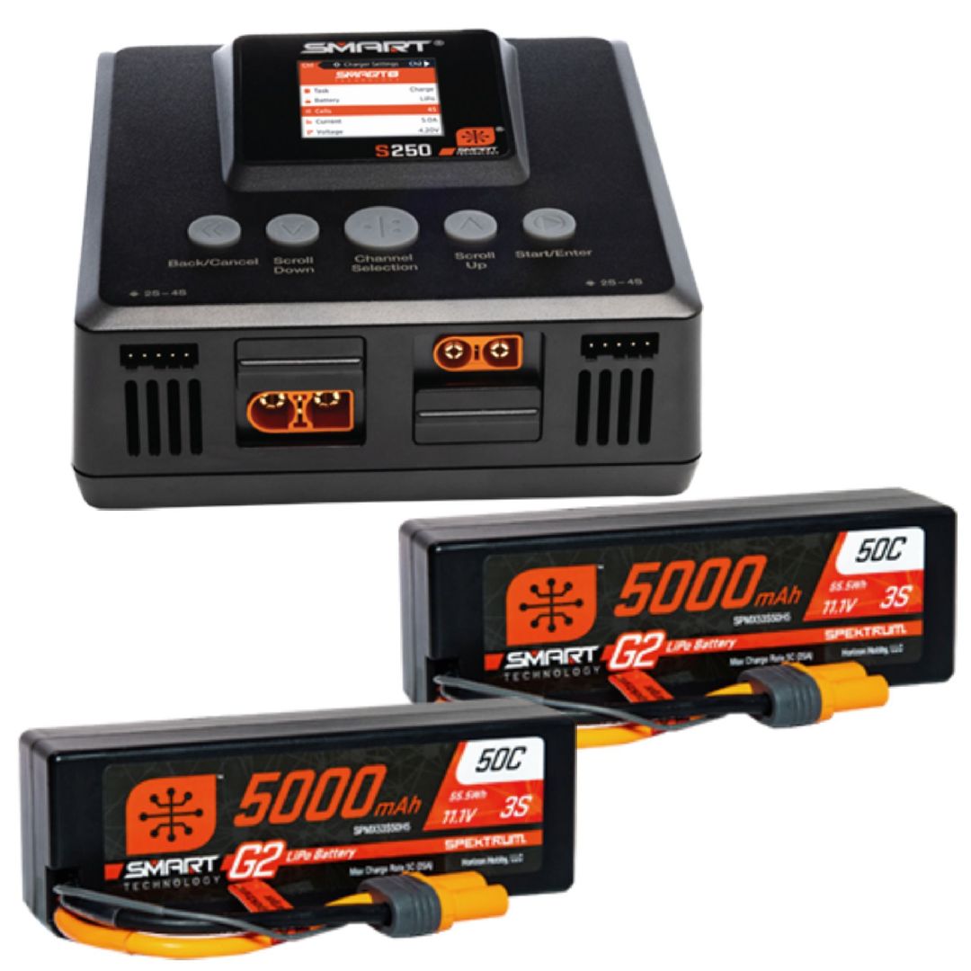 Spektrum 6S Surface Bundle: (2) G2 5000mAh 3S & S250 Charger