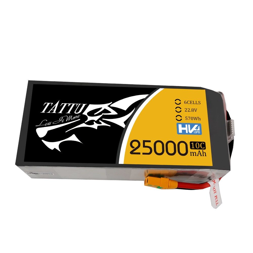 Tattu - 731 - 25000mAh 6S1P 22.8V 10C LiPo XT90 Plug Soft Case 207x91x65mm