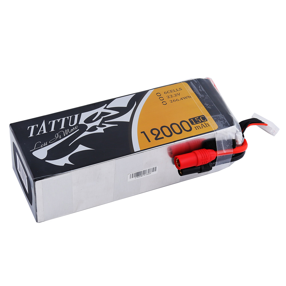 Tattu - 131 - 12000mAh 6S1P 22.2V 15C LiPo AS150 Plug Soft Case 184x71x61mm