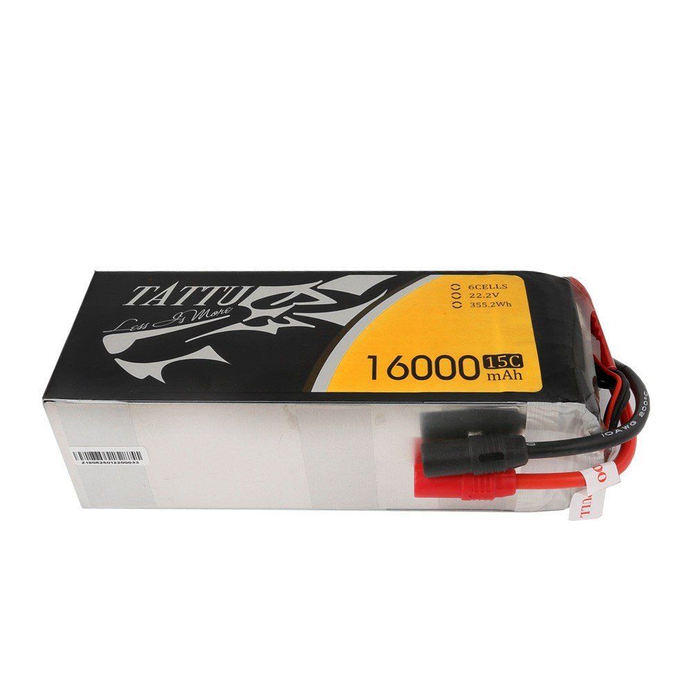 Tattu - 757 - 16000mAh 6S1P 22.2V 15C LiPo AS150+AS150 Plug Soft Case 193x76x60mm
