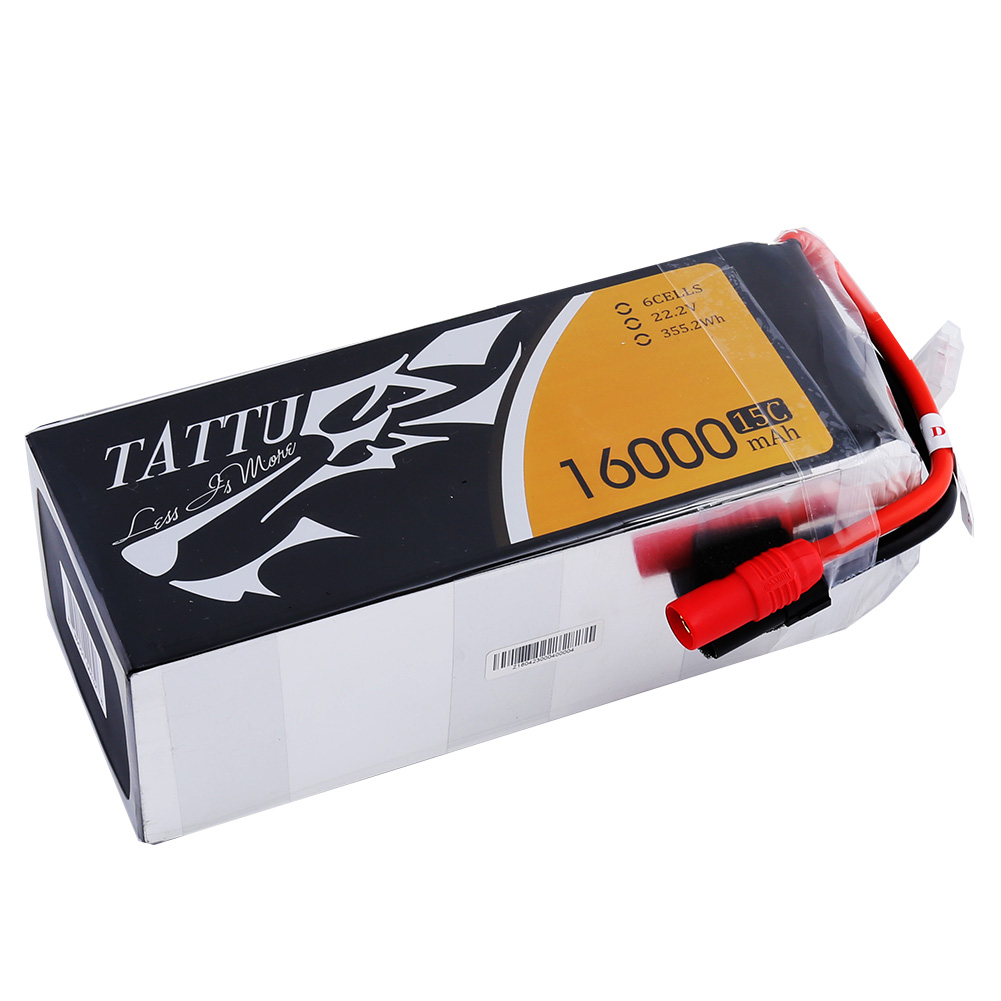 Tattu - 132 - 16000mAh 6S1P 22.2V 15C LiPo AS150 Plug Soft Case 180x74x65mm