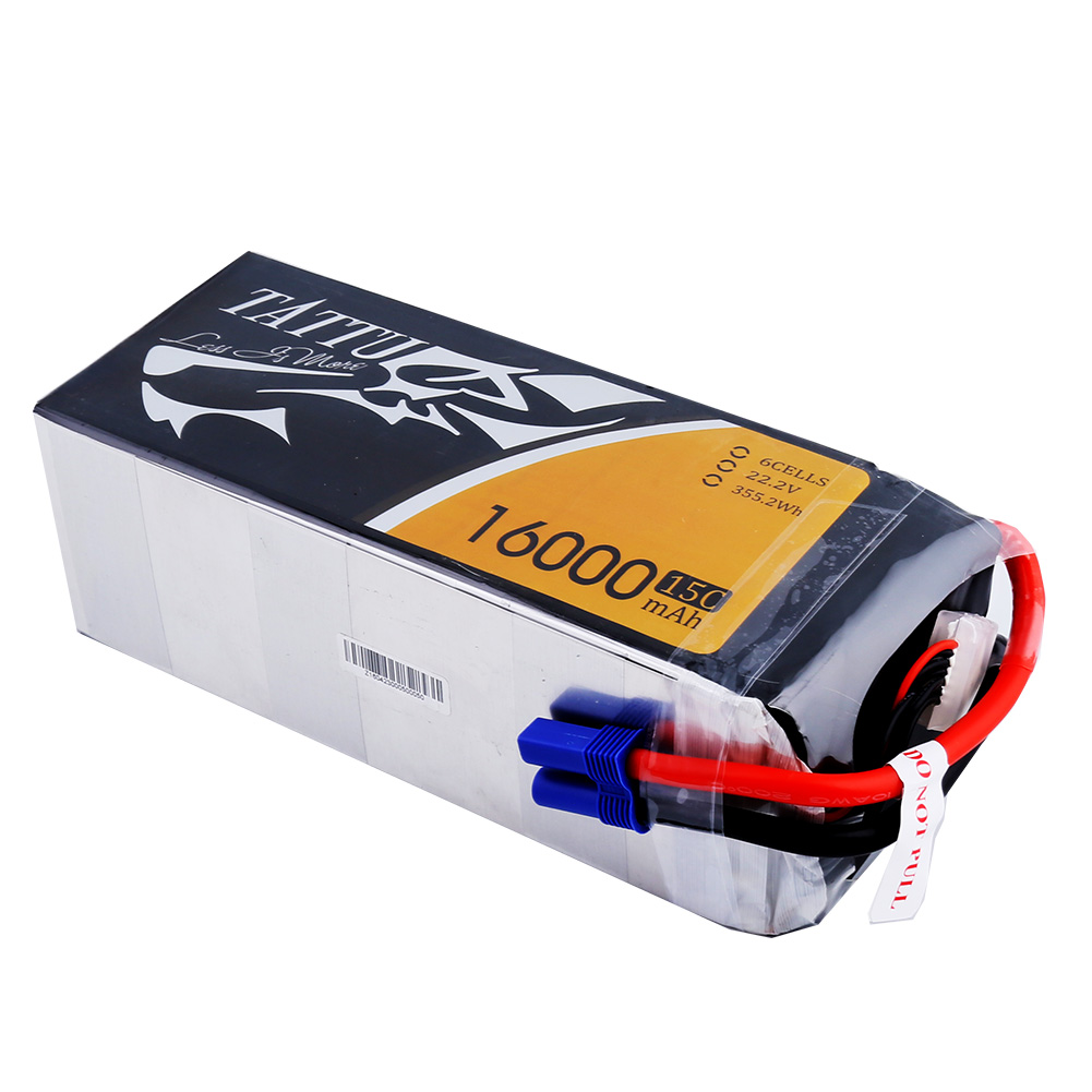 Tattu - 187 - 16000mAh 6S1P 22.2V 15C LiPo EC5 Plug Soft Case 180x74x65mm