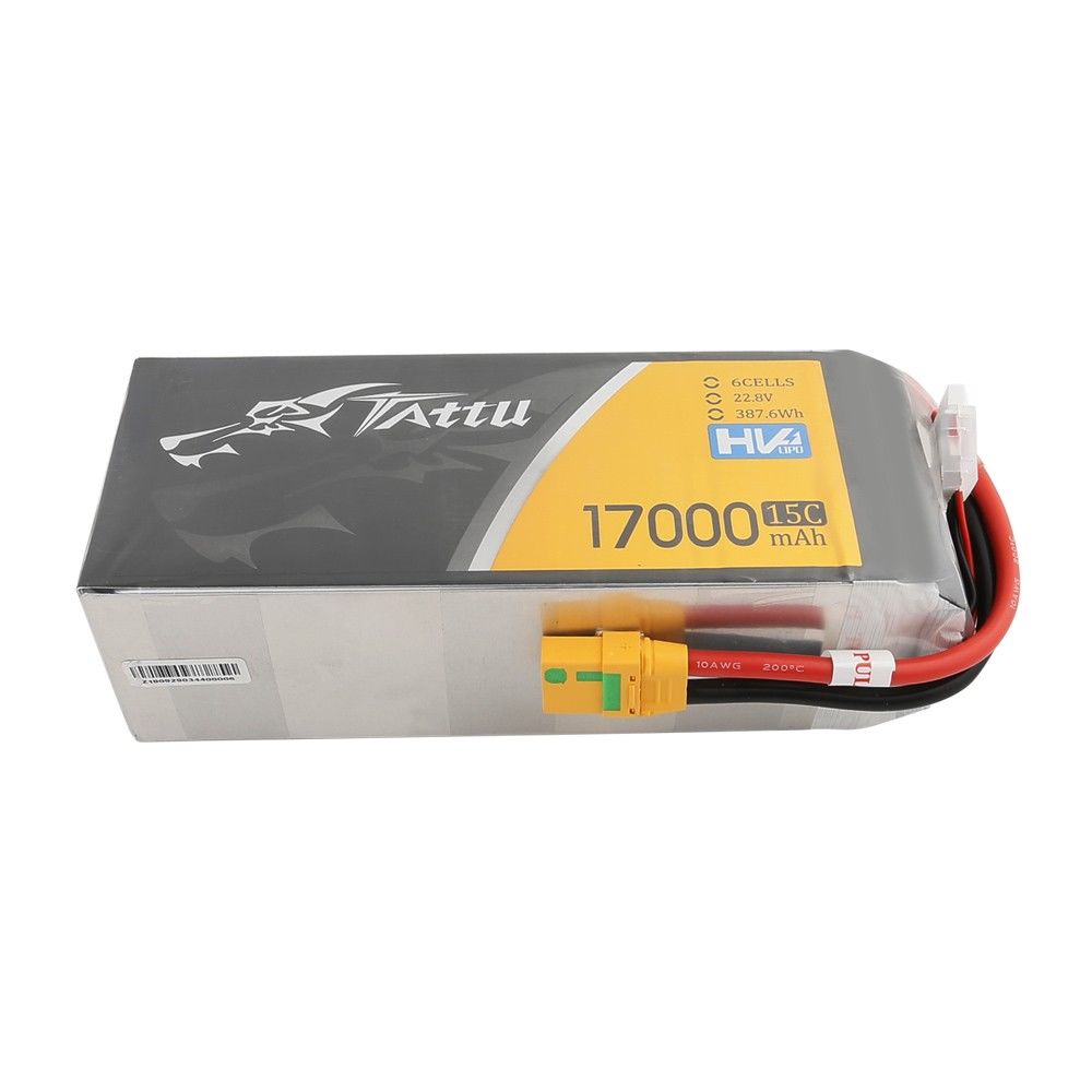 Tattu - 895 - 17000mAh 6S1P 22.8V 15C LiPo XT90 Plug Soft Case 192x76x62mm
