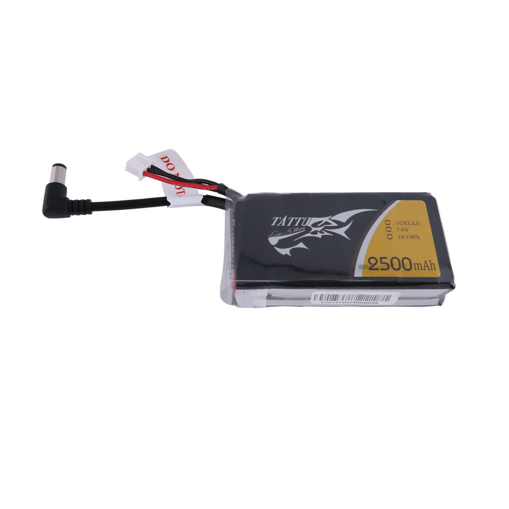 Tattu - 264 - 2500mAh 2S1P Fatshark Goggles LiPo DC3.5mm Plug Soft Case 74x38.5x19mm