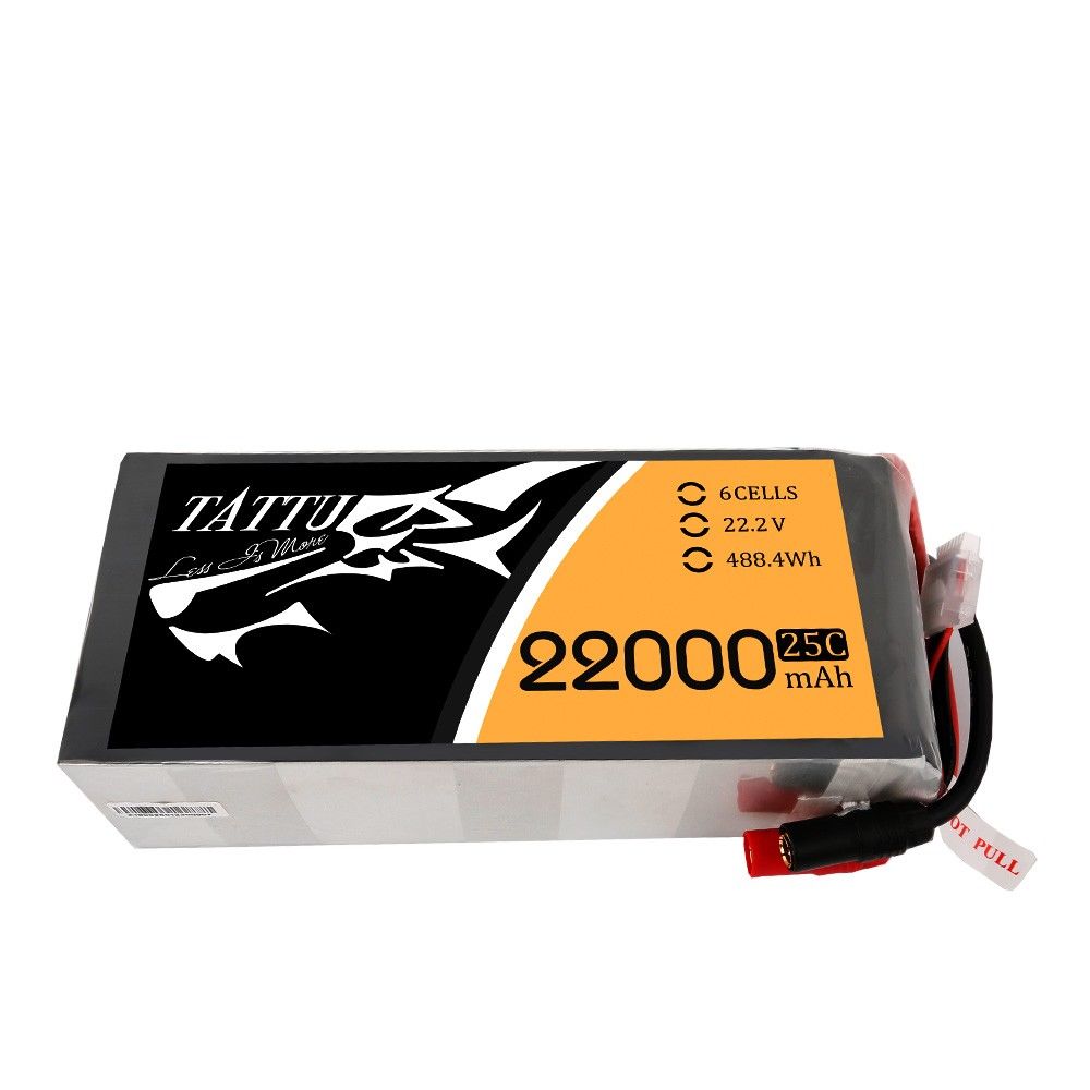 Tattu - 758 - 22000mAh 6S1P 22.2V 25C LiPo AS150+AS150 Plug Soft Case 207x91x61mm