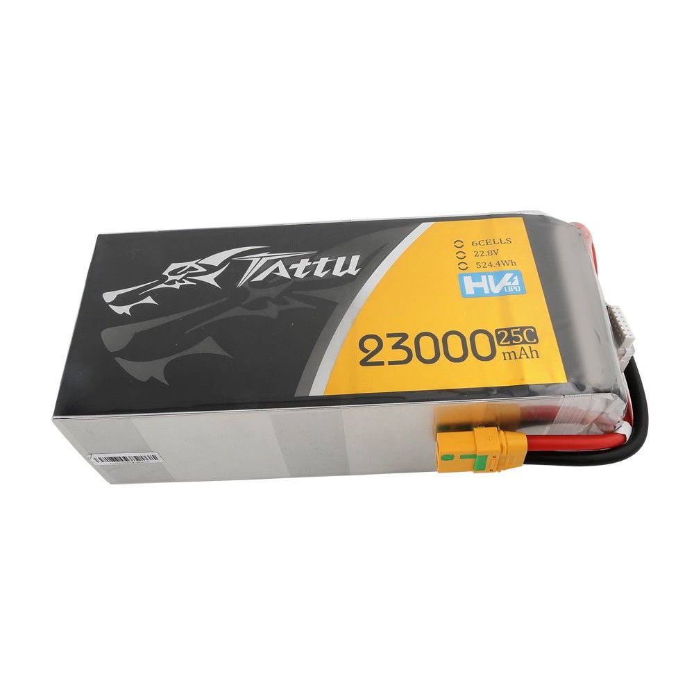 Tattu - 845 - 23000mAh 6S1P 22.8V 25C LiPo XT90 Plug Soft Case 208x91x62mm