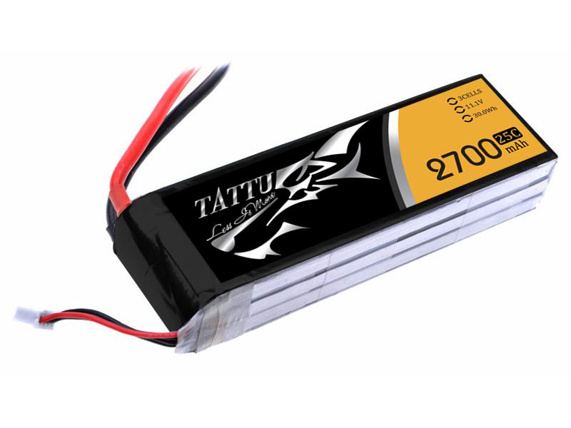 Tattu - 091 - 2700mAh 3S1P 11.1V 25C LiPo XT60 Plug Soft Case 106x33x26mm