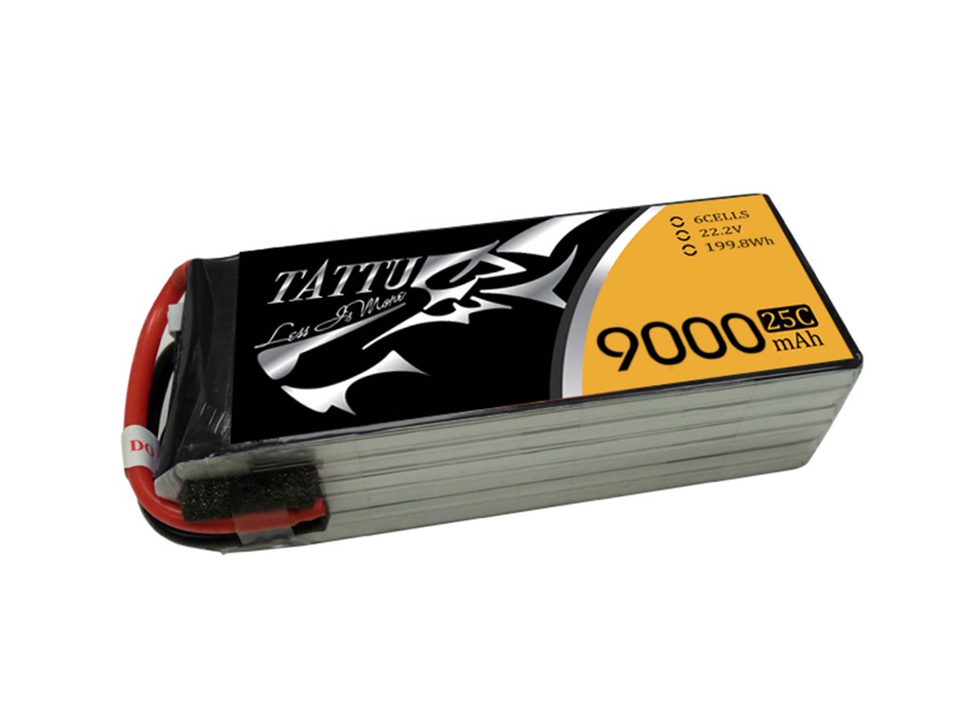 Tattu - 129 - 9000mAh 6S1P 22.2V 25C LiPo No Plug Soft Case 208x73x37mm