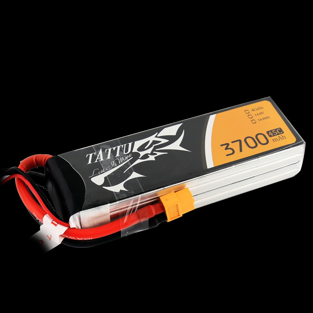 Tattu - 100 - 3700mAh 4S1P 14.8V 45C LiPo XT60 Plug Soft Case 136x44x29mm