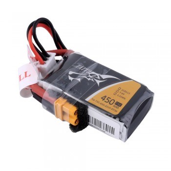 Tattu - 416 - 450mAh 2S1P 7.4V 75C LiPo XT30 Plug Soft Case 45x24x15mm