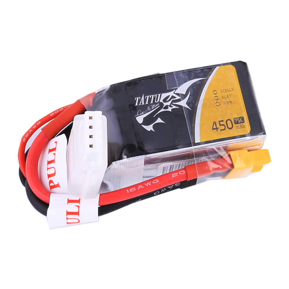 Tattu - 217 - 450mAh 3S1P 11.1V 75C LiPo XT30 Plug Soft Case 45x24x21mm