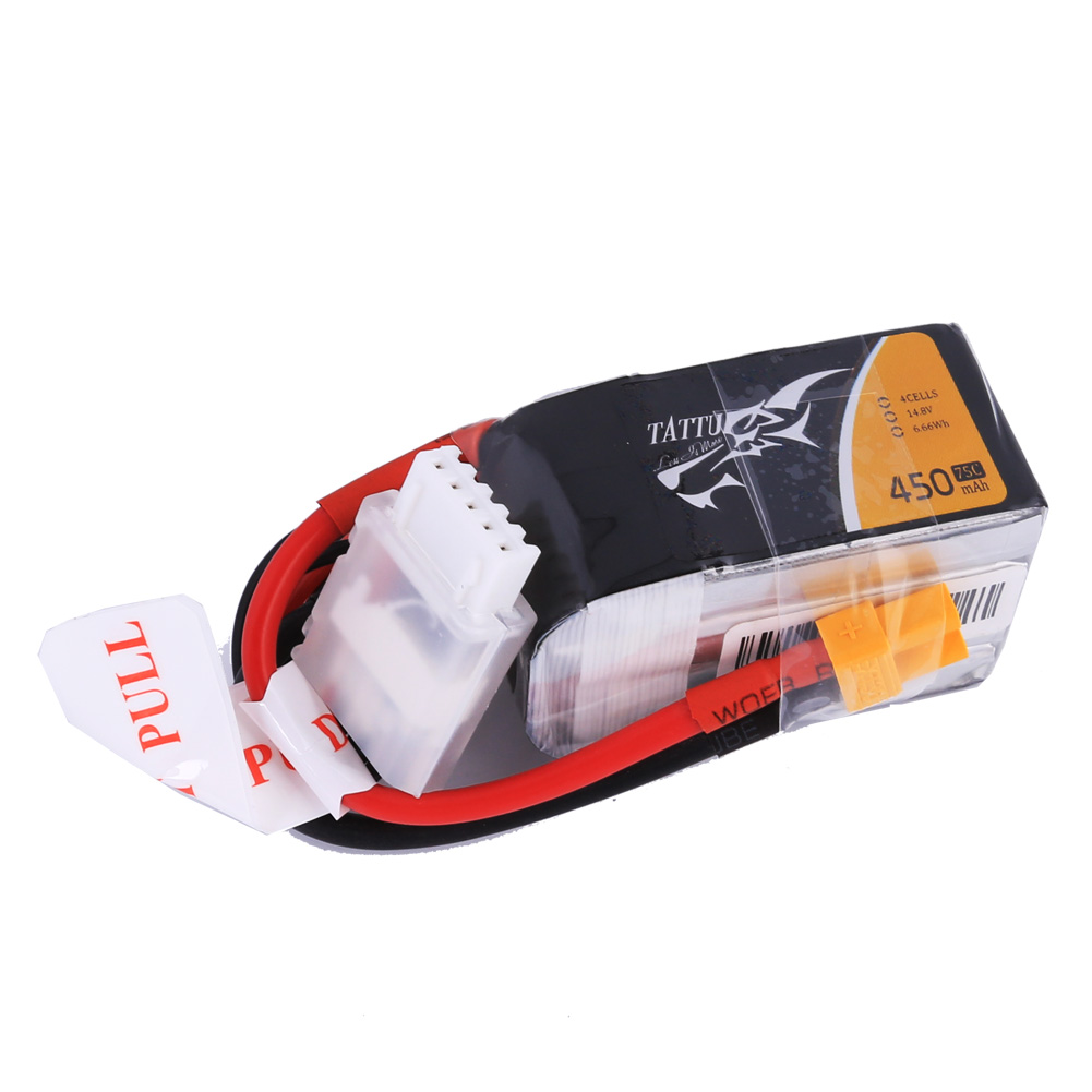 Tattu - 218 - 450mAh 4S1P 14.8V 75C LiPo XT30 Plug Soft Case 45x24x27mm