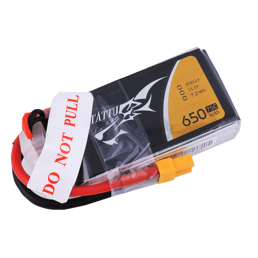 Tattu - 232 - 650mAh 3S1P 11.1V 75C LiPo XT30 Plug Soft Case 58x31x16mm