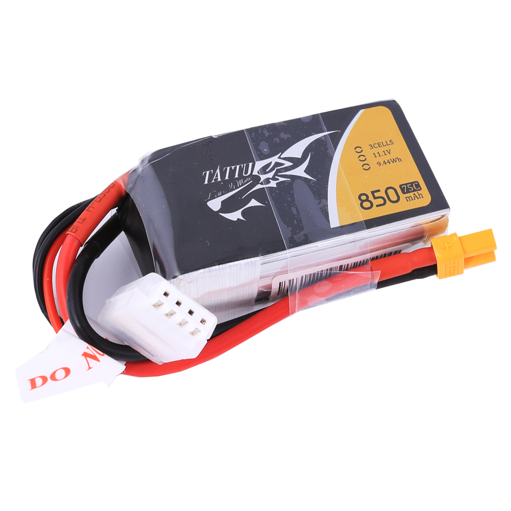 Tattu - 219 - 850mAh 3S1P 11.1V 75C LiPo XT30 Plug Soft Case 60x30x23mm