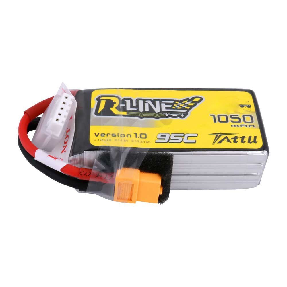 Tattu R-Line - 490 - 1050mAh 95C 4S1P Lipo Battery Pack with XT60 Plug 72.5x35.5x24.5mm