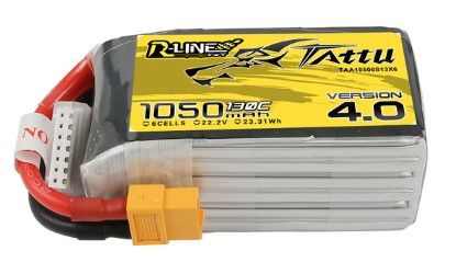 Tattu - 1002 - R-Line Version 4.0 1050mAh 6S1P 22.2V 130C LiPo Battery Pack with XT60 Plug