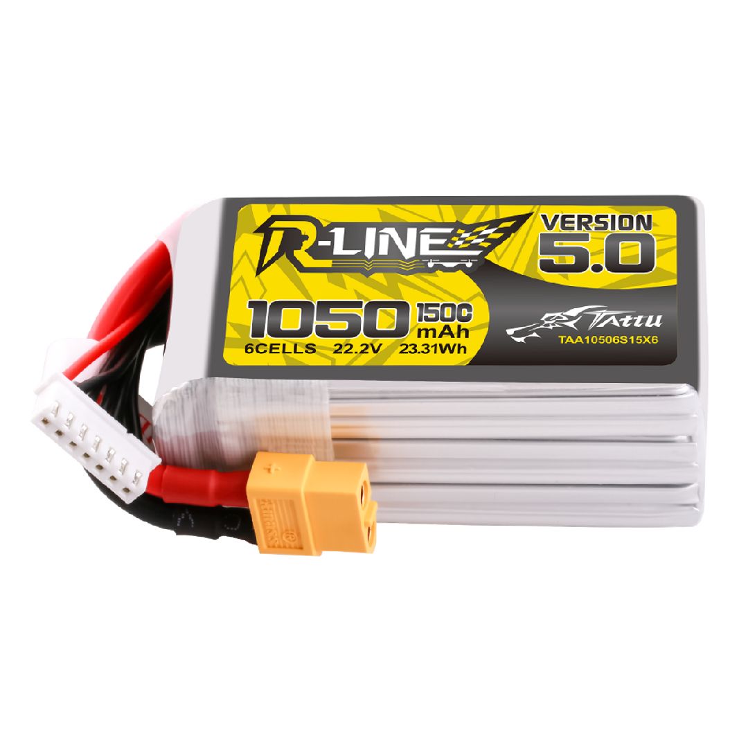 Tattu R-Line 5.0 1050mAh 6S 22.2V 150C Lipo w/ XT60 Plug