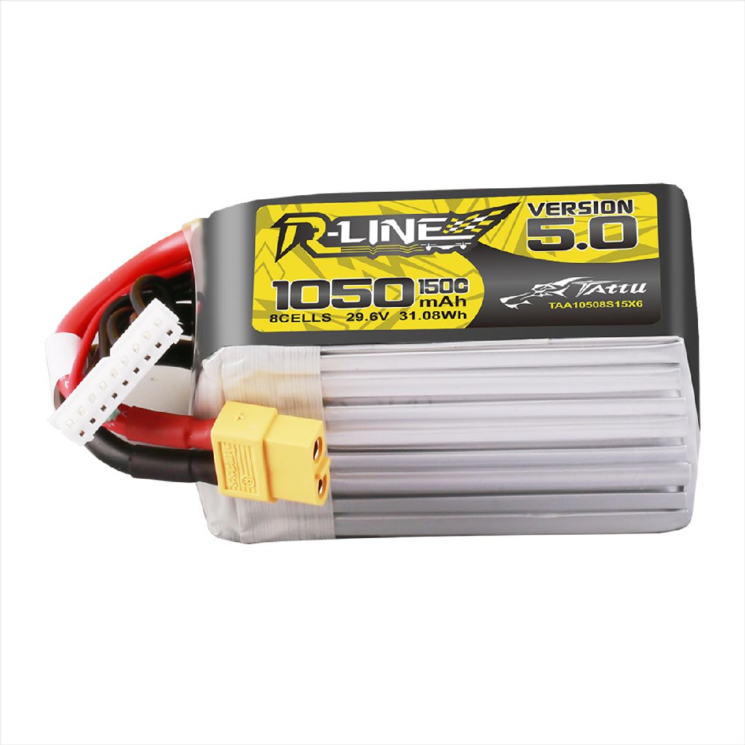 Tattu R-Line 5.0 1050mAh 8S 29.6V 150C Lipo w/ XT60 Plug