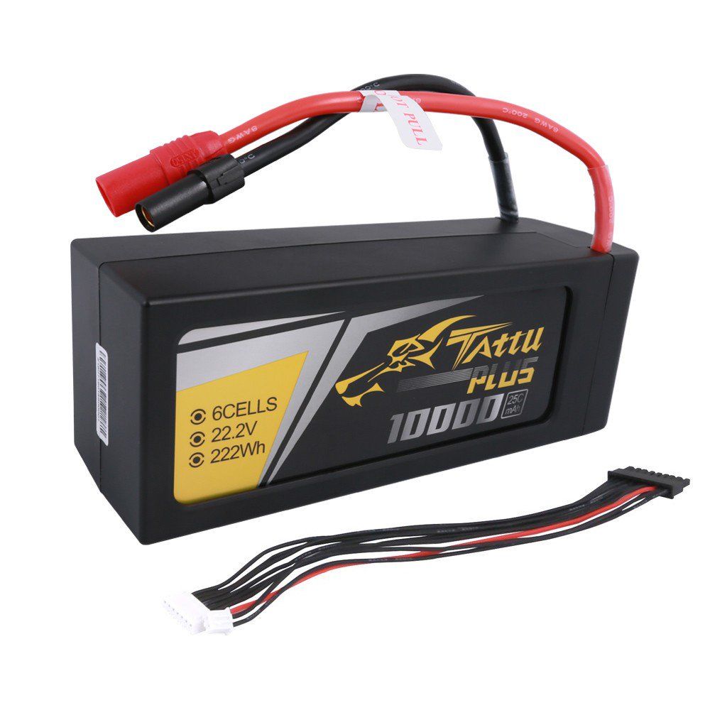 Tattu Plus - 528 - 22.2V 25C 6S Lipo Battery 10000mAh with AS150+XT150 Plug 186x70x63mm