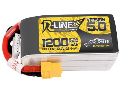 Tattu - 1460 - R-Line Version 5.0 1200mAh 6S1P 22.2V 150C LiPo Battery Pack with XT60 Plug