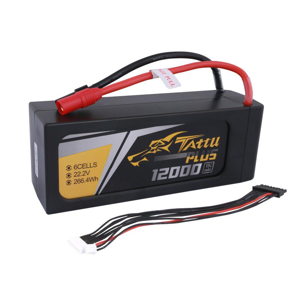Tattu Plus 2.0 - 530 - 12000mAh 22.2V 15C 6S1P Lipo Smart Battery Pack with AS150 + XT150 Plug 202x76x61mm