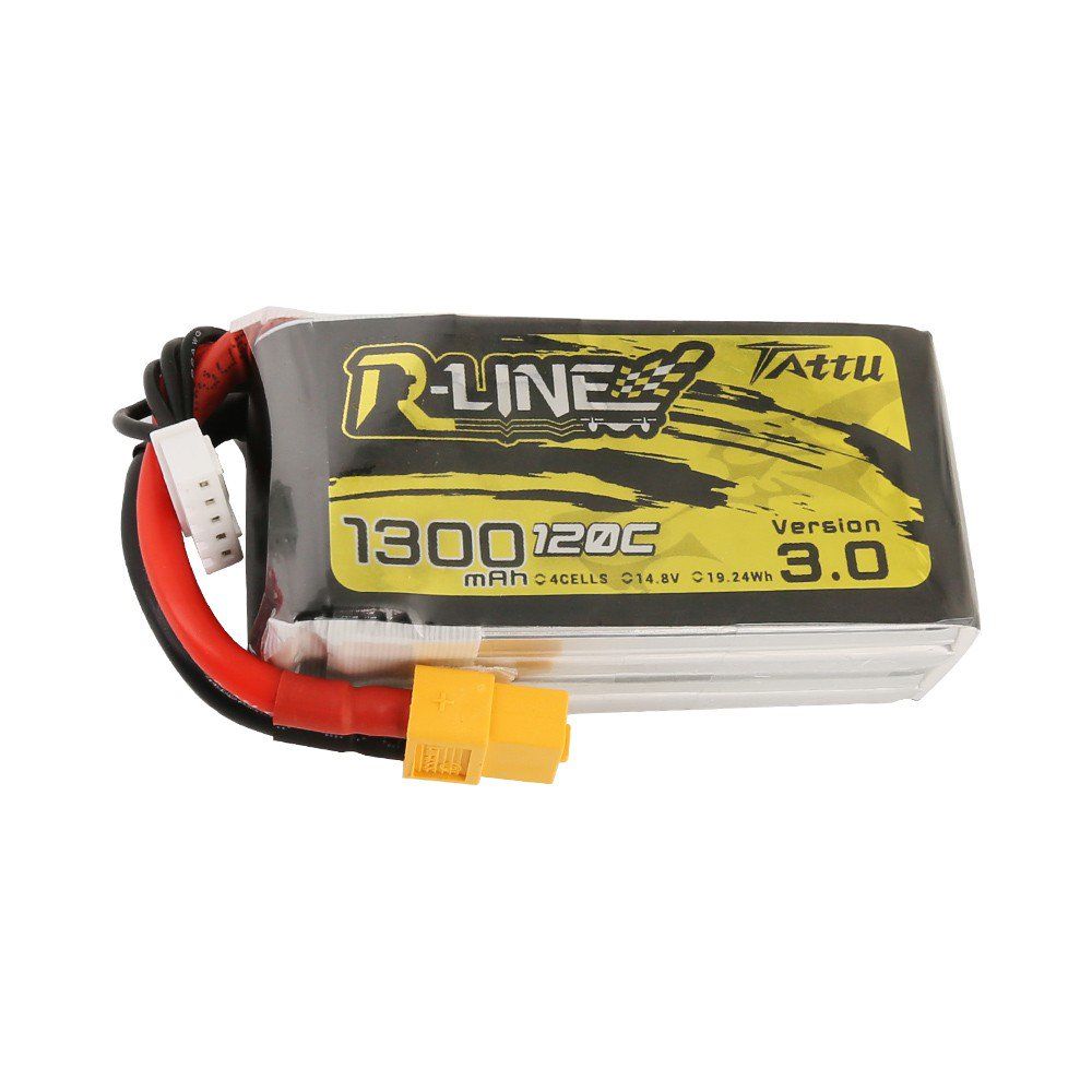 Tattu R-Line - 596 - Version 3.0 1300mAh 14.8V 120C 4S1P Lipo Battery Pack with XT60 Plug 77x38.5x27mm