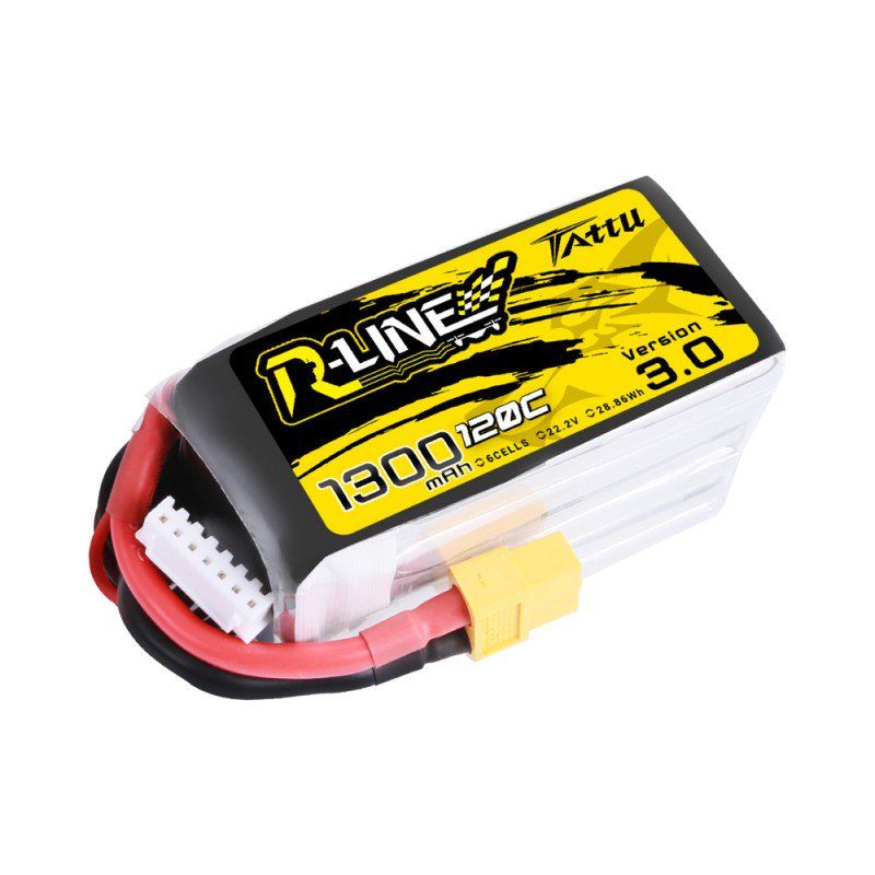 Tattu R-Line Version 3.0 1300mAh 22.2V 120C 6S1P Lipo w/ XT60