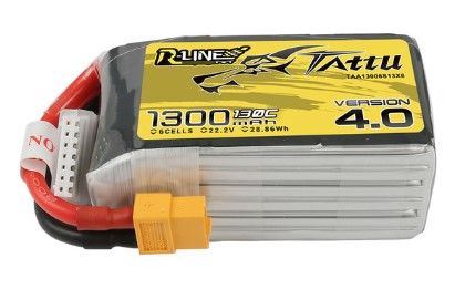 Tattu - 1000 - R-Line Version 4.0 1300mAh 6S1P 22.2V 130C LiPo Battery Pack with XT60 Plug