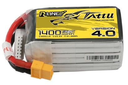 Tattu - 1001 - R-Line Version 4.0 1400mAh 6S1P 22.2V 130C LiPo Battery Pack with XT60 Plug