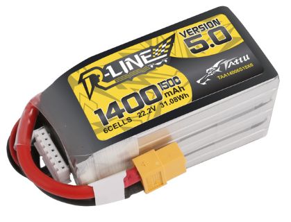 Tattu - 1461 - R-Line Version 5.0 1400mAh 6S1P 22.2V 150C LiPo Battery Pack with XT60 Plug