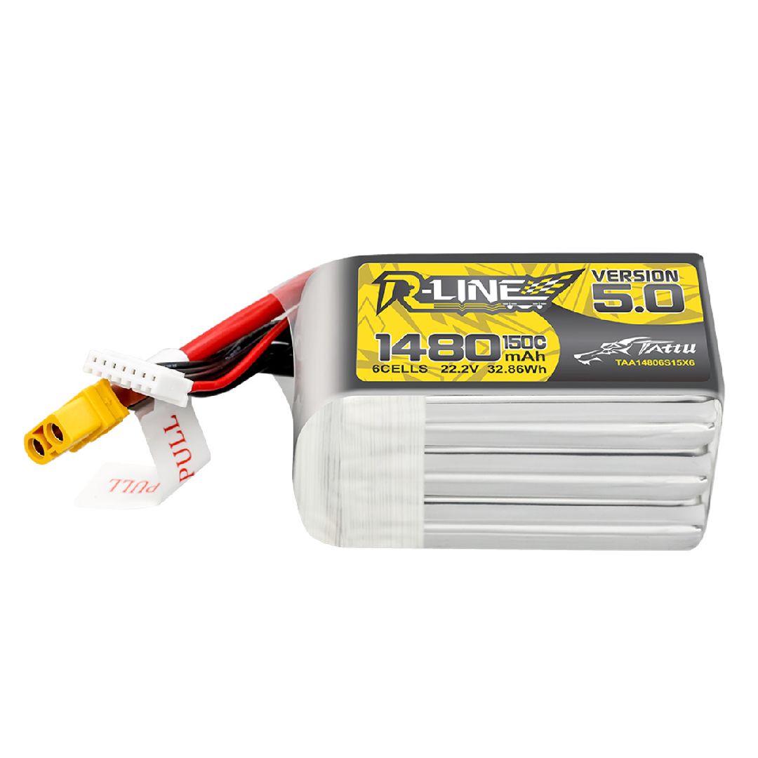 Tattu R-Line Version 5.0 1480mAh 6S 150C 22.2V Lipo w/ XT60