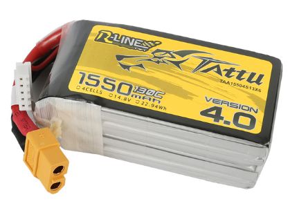 Tattu R-Line 4.0 1550mAh 14.8V 130C LiPo Battery w/XT60 Plug