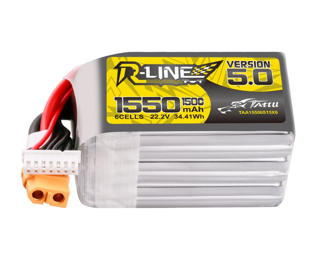 Tattu R-Line 5.0 1550mAh 6S 22.2V 150C Lipo w/ XT60 Plug