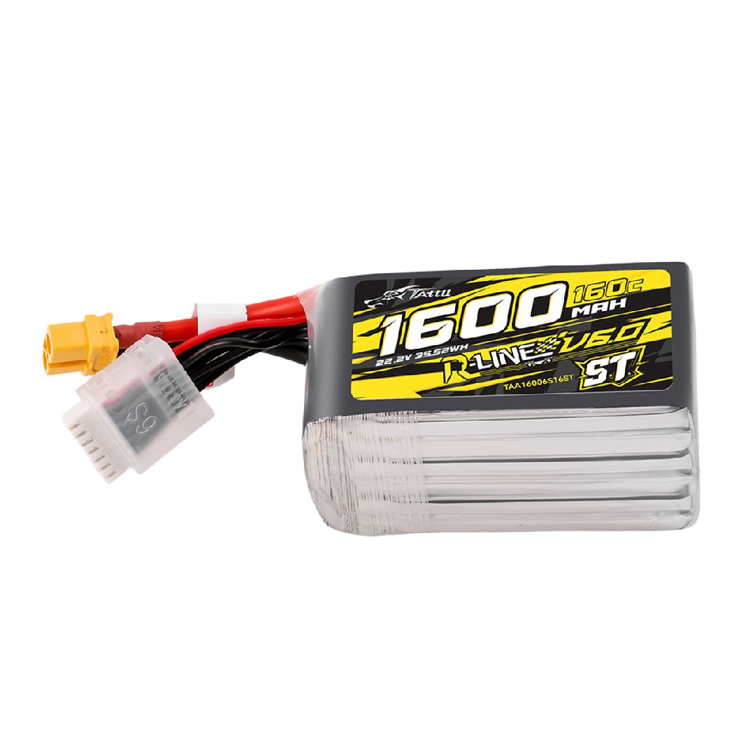 Tattu R-Line Version 6.0 1600mAh 160C 6S 22.2V ST Lipo w/ XT60