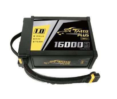 Tattu - 1120 - Plus 1.0 Compact Version 16000mAh 12S1P 44.4V 15C LiPo Smart Battery Pack with AS150U Plug