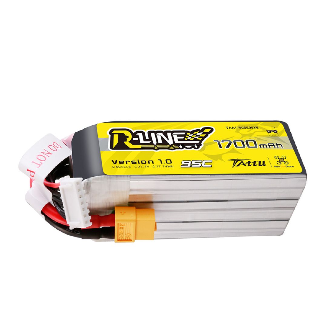 Tattu R-Line 1700mAh 6S 22.2V 95C Lipo Battery w/ XT60 Plug