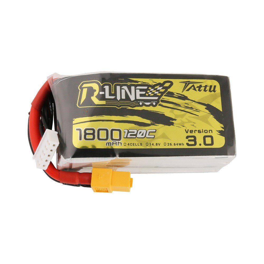 Tattu R-Line - 598 - Version 3.0 1800mAh 14.8V 120C 4S1P Lipo Battery Pack with XT60 Plug 78x39x38mm