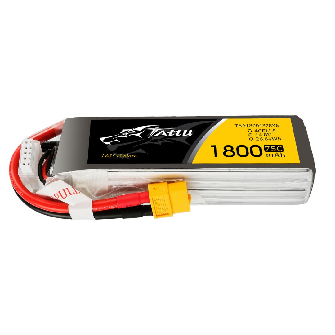 Tattu 1800mAh 4S1P 14.8V 75C LiPo XT60 Plug Soft Case - Click Image to Close