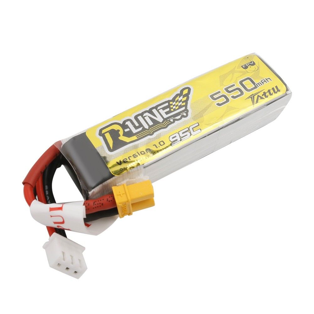 Tattu R-Line - 805 - 550mAh 7.4V 95C 2S1P Lipo Battery Pack with XT30 Plug 61x19x15mm