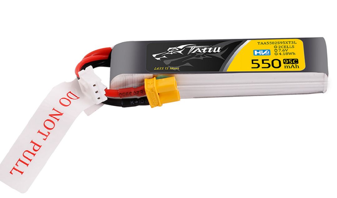 Tattu 550mAh 2S 7.6V HV Lipo Battery Long Pack with XT30 Plug