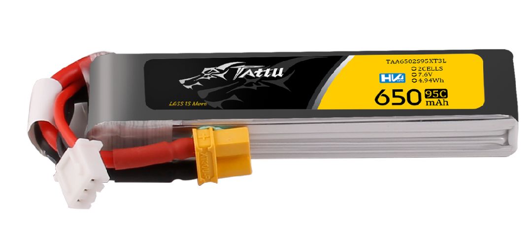 Tattu 650mAh 2S 95C 7.6V HV Lipo Long Pack with XT30 Plug