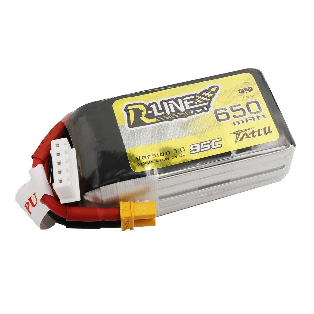 Tattu R-Line 650mAh 14.8V 95C 4S1P Lipo Battery Pack with XT30