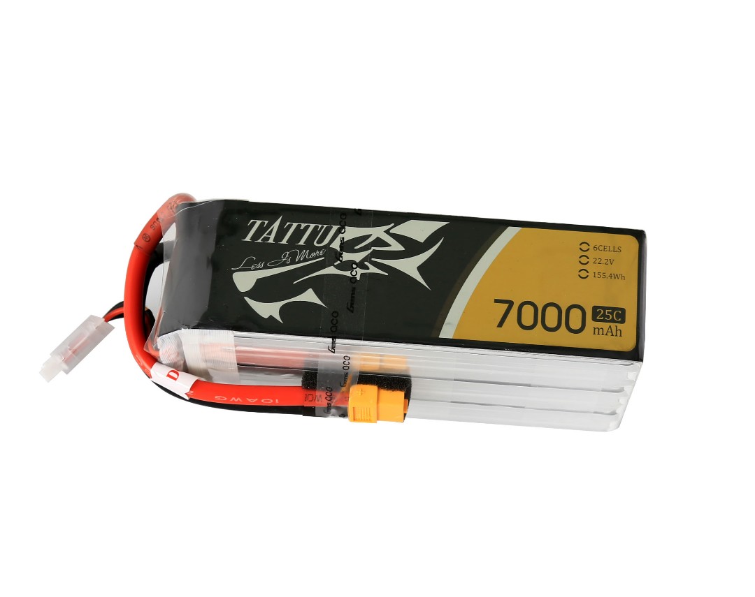 Tattu - 084 - 7000mAh 6S1P 22.2V 25C LiPo XT60 Plug Soft Case 138x42x65mm